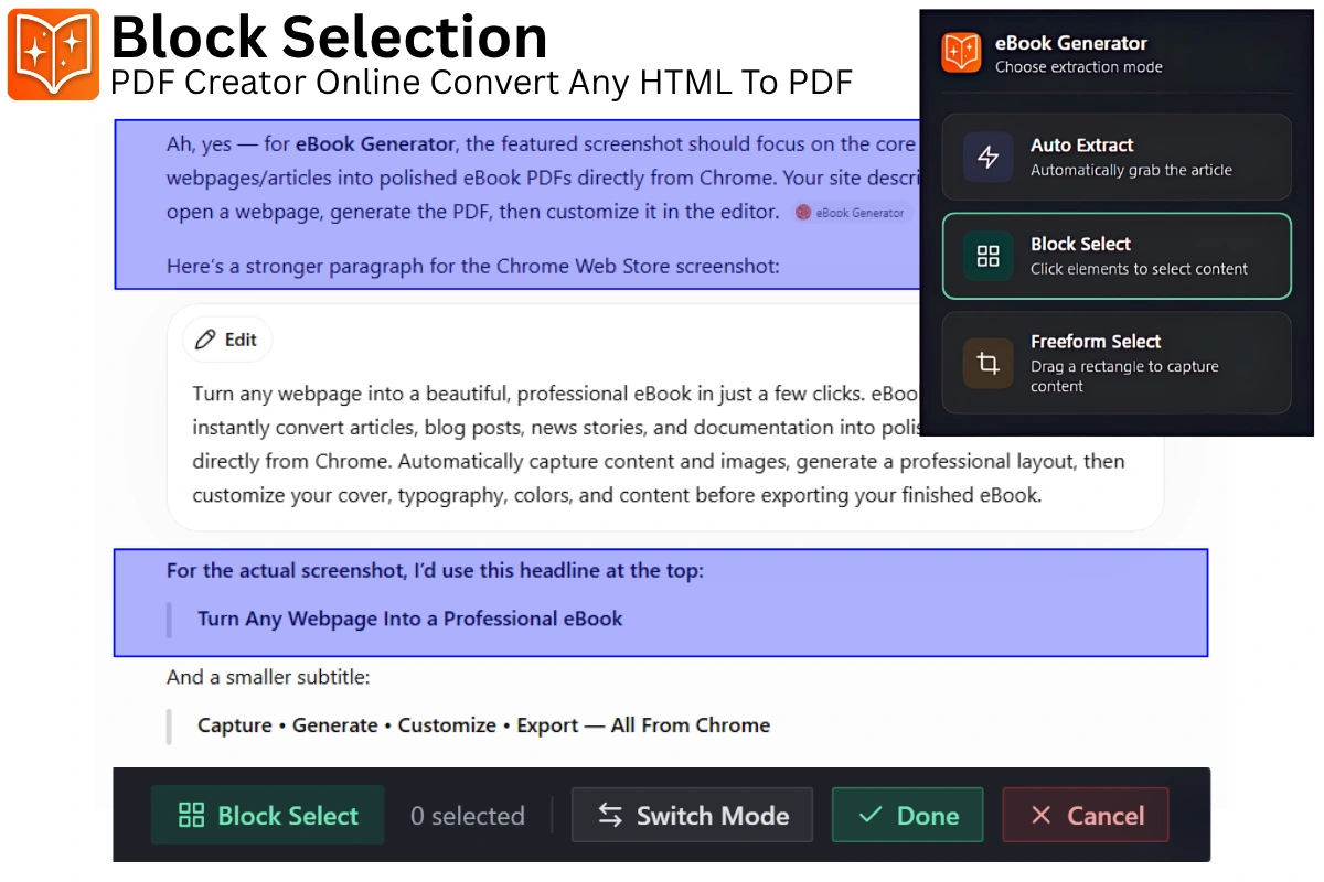 Select Specific Webpage Sections and Save Them as PDF